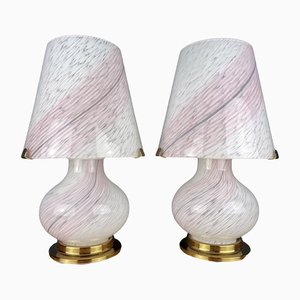 Murano Glass Mushroom Table Lamps, Italy, 1970s, Set of 2-WQC-1327811