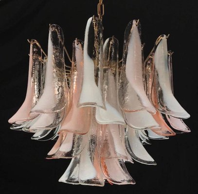 Murano Glass Pink and White Lattimo Chandelier from Mazzega, 1980s-MBH-1031936