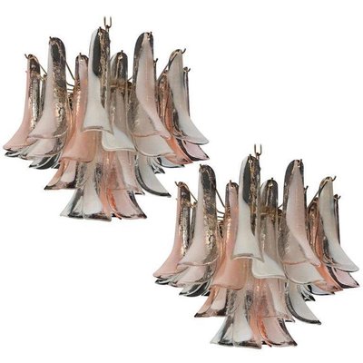 Murano Glass Pink and White Lattimo Chandelier from Mazzega, 1980s-MBH-1031936