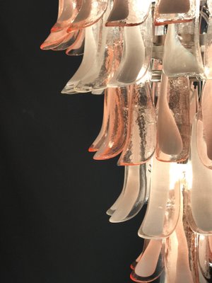 Murano Glass Pink and White Petal Chandeliers, Italy, 1980s, Set of 2-MBH-1032149