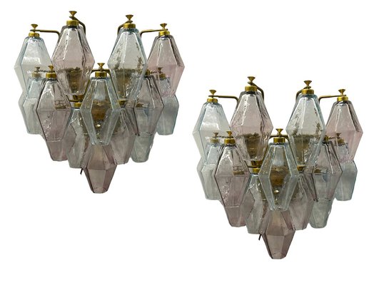 Murano Glass Polygon Sconces, 1980s, Set of 2-JJC-1756412