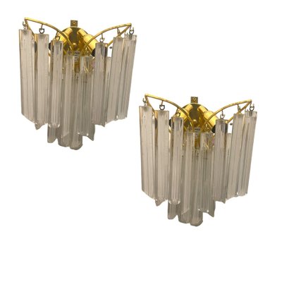 Murano Glass Prism Sconces by Paolo Venini for Novaresi, 1980s, Set of 2-JJC-1817887