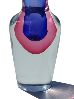 Murano Glass Purple Blue Pink Vase by Flavio Poli Seguso Sommerso, 1960s-KGD-2018470