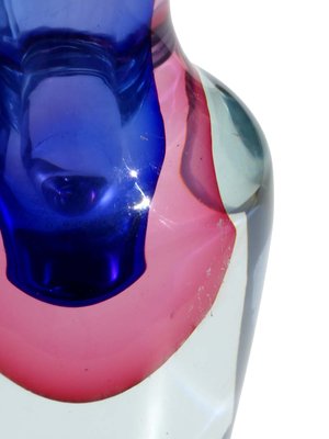 Murano Glass Purple Blue Pink Vase by Flavio Poli Seguso Sommerso, 1960s-KGD-2018470