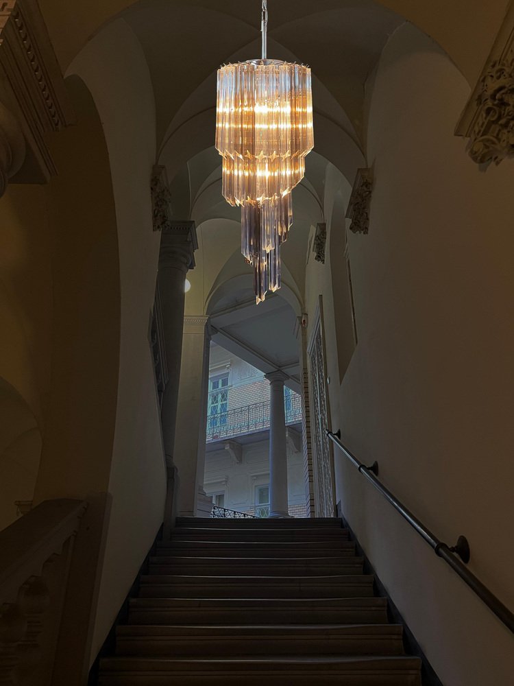 Murano Glass Quadriedri Prisms Chandelier, 1980s