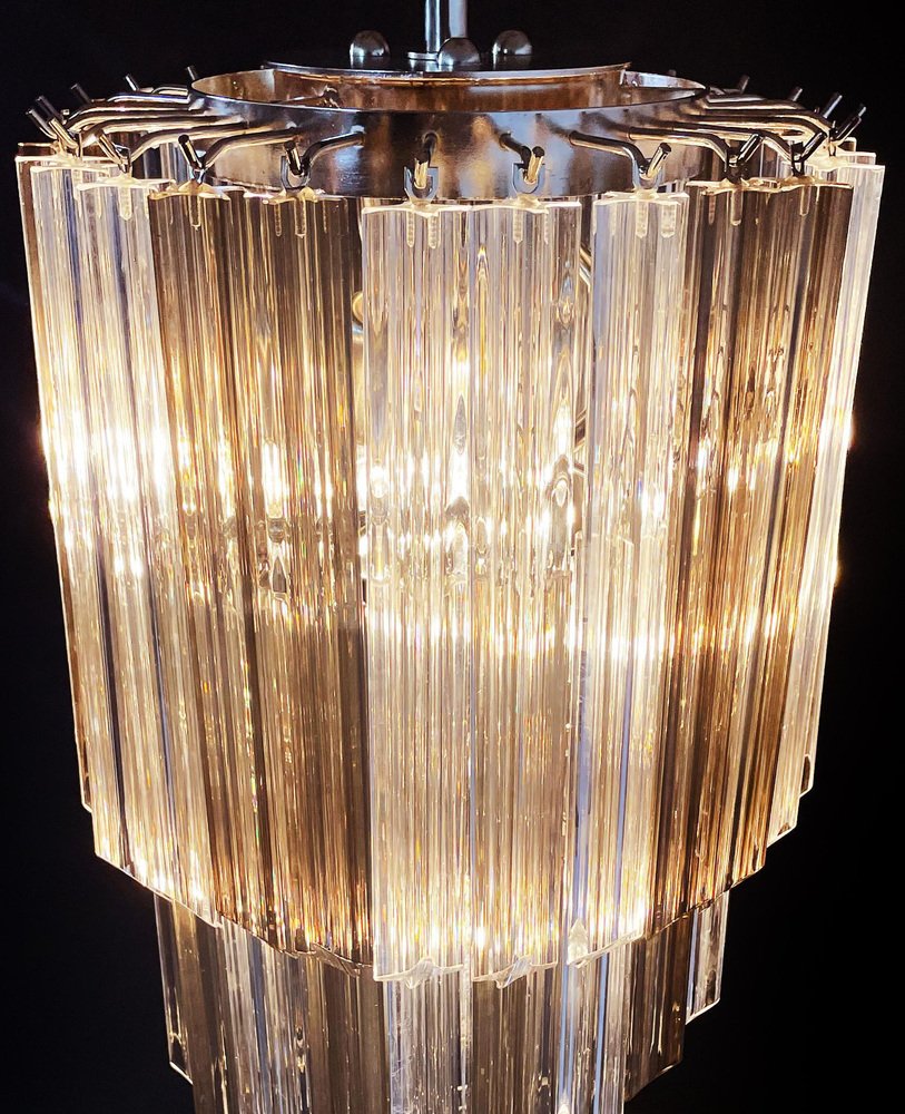 Murano Glass Quadriedri Prisms Chandelier, 1980s