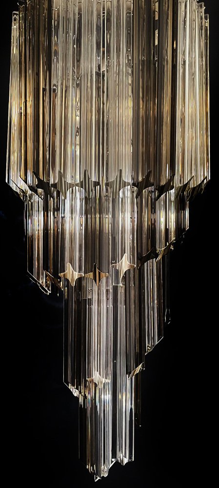 Murano Glass Quadriedri Prisms Chandelier, 1980s