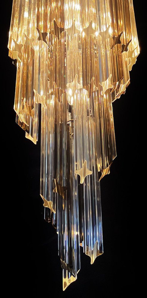 Murano Glass Quadriedri Prisms Chandelier, 1980s