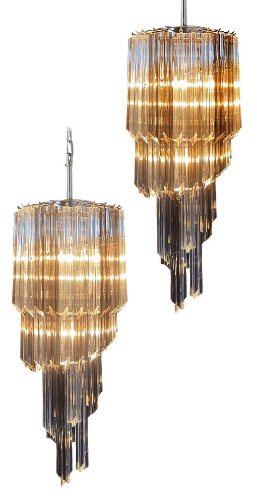 Murano Glass Quadriedri Prisms Chandelier, 1980s