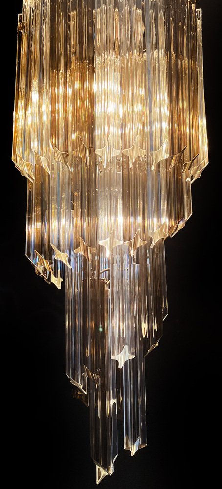 Murano Glass Quadriedri Prisms Chandelier, 1980s