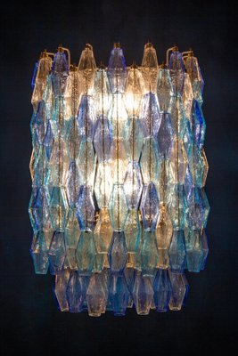 Murano Glass Sapphire Colored Poliedri Chandeliers, Set of 2-MBH-1066510