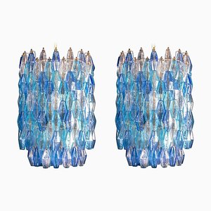 Murano Glass Sapphire Colored Poliedri Chandeliers, Set of 2-MBH-1066510