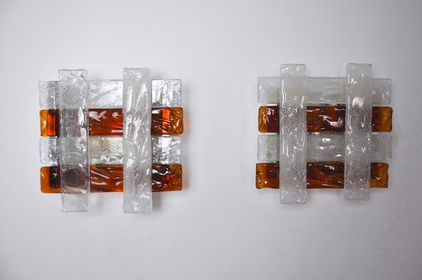 Murano Glass Sconces by Albano Poli for Poliarte, Italy, 1970s, Set of 2-EJE-958602