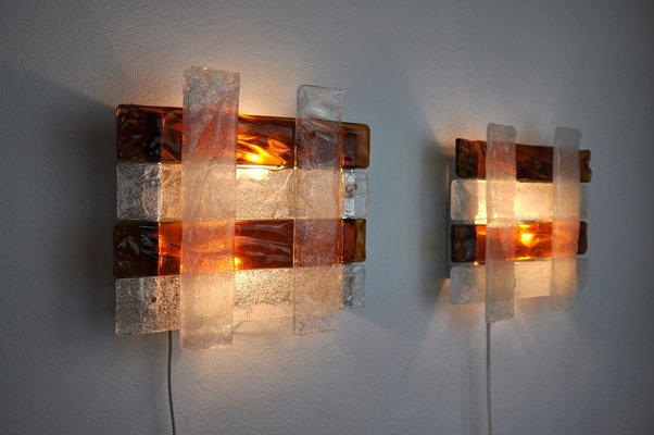 Murano Glass Sconces by Albano Poli for Poliarte, Italy, 1970s, Set of 2-EJE-958602