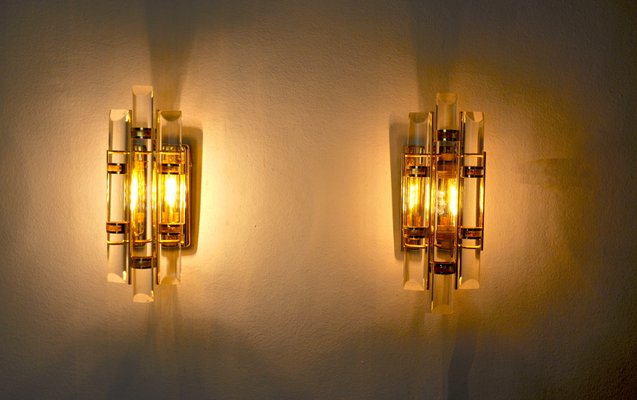 Murano Glass Sconces by Paolo Venini, Italy, 1970s, Set of 2-EJE-1373618