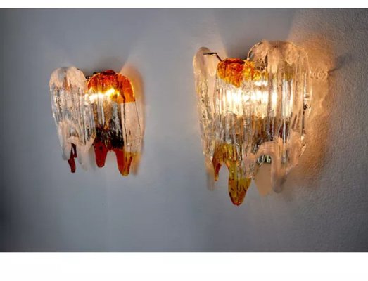 Murano Glass Sconces, Italy, 1960s, Set of 2-EJE-1373491