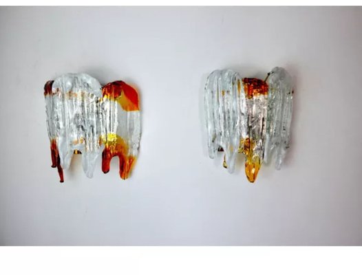 Murano Glass Sconces, Italy, 1960s, Set of 2-EJE-1373491