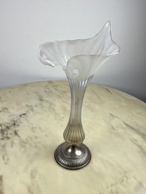 Murano Glass & Silver Vase, Italy, 1960s-YST-1787799