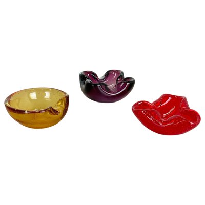 Murano Glass Sommerso Bowl or Ashtray, Italy, 1970s, Set of 3-QZ-1114562