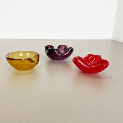 Murano Glass Sommerso Bowl or Ashtray, Italy, 1970s, Set of 3-QZ-1114562