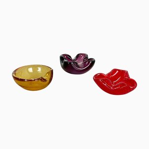 Murano Glass Sommerso Bowl or Ashtray, Italy, 1970s, Set of 3-QZ-1114562