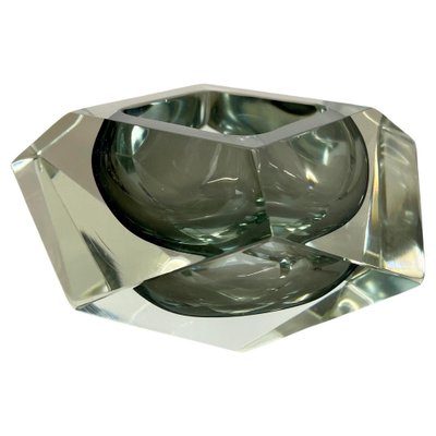 Murano Glass Sommerso Grey Diamond Ashtray by Flavio Poli, 1970s-QZ-1743364