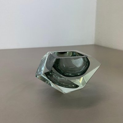 Murano Glass Sommerso Grey Diamond Ashtray by Flavio Poli, 1970s-QZ-1743364