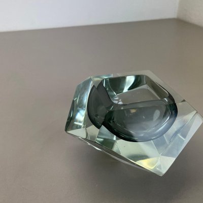 Murano Glass Sommerso Grey Diamond Ashtray by Flavio Poli, 1970s-QZ-1743364