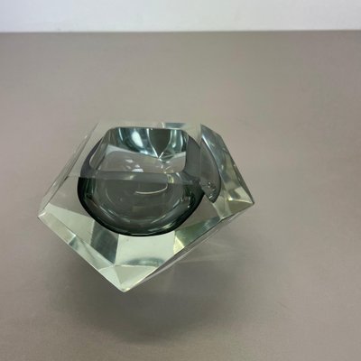 Murano Glass Sommerso Grey Diamond Ashtray by Flavio Poli, 1970s-QZ-1743364