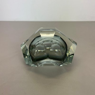 Murano Glass Sommerso Grey Diamond Ashtray by Flavio Poli, 1970s-QZ-1743364