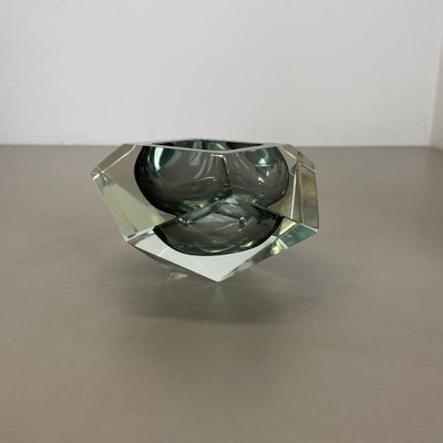 Murano Glass Sommerso Grey Diamond Ashtray by Flavio Poli, 1970s-QZ-1743364