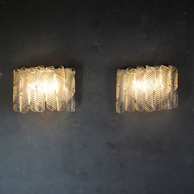 Murano Glass Spiral Sconces by Mazzega, 1960s, Set of 2-JQO-645801