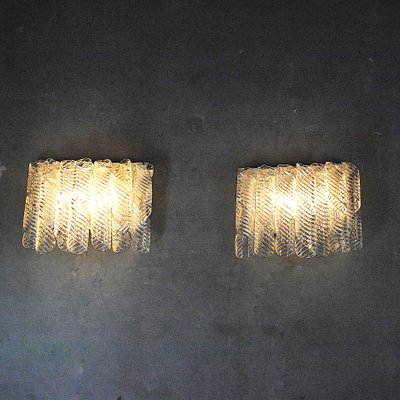 Murano Glass Spiral Sconces by Mazzega, 1960s, Set of 2-JQO-645801