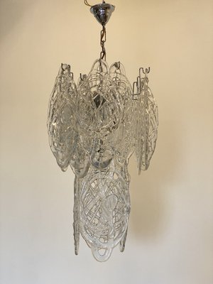 Murano Glass & Steel Chandelier, 1970s-NPC-1725712