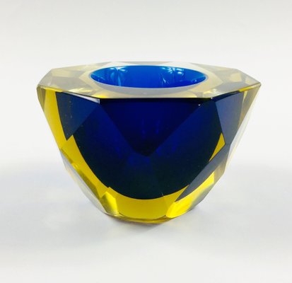 Murano Glass Submerged Diamond Faceted Bowl by Alessandro Mandruzzato, Italy, 1970s-BMM-1295063