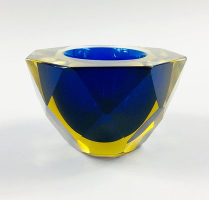 Murano Glass Submerged Diamond Faceted Bowl by Alessandro Mandruzzato, Italy, 1970s-BMM-1295063