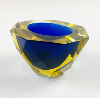 Murano Glass Submerged Diamond Faceted Bowl by Alessandro Mandruzzato, Italy, 1970s-BMM-1295063