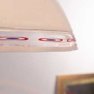 Murano Glass Suspension Lamp with Murrine Red Blue Band, 1980s-MPO-1319334