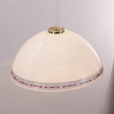 Murano Glass Suspension Lamp with Murrine Red Blue Band, 1980s-MPO-1319334