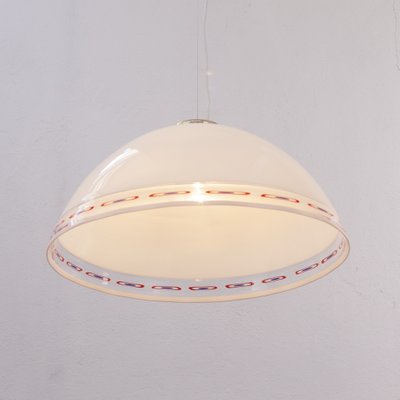 Murano Glass Suspension Lamp with Murrine Red Blue Band, 1980s-MPO-1319334