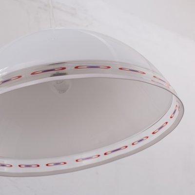 Murano Glass Suspension Lamp with Murrine Red Blue Band, 1980s-MPO-1319334