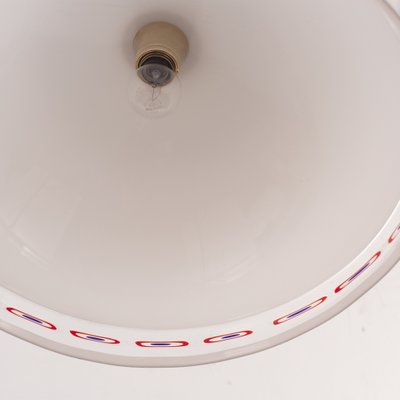 Murano Glass Suspension Lamp with Murrine Red Blue Band, 1980s-MPO-1319334