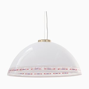 Murano Glass Suspension Lamp with Murrine Red Blue Band, 1980s-MPO-1319334