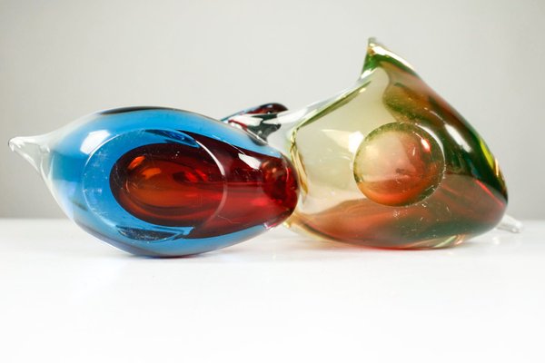 Murano Glass Swan Figures, 1970s, Set of 2-FUP-1049673