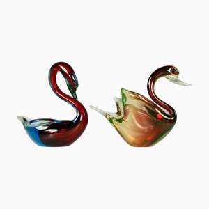 Murano Glass Swan Figures, 1970s, Set of 2-FUP-1049673