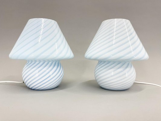 Murano Glass Swirl Table Lamps attributed to Paolo Venini, 1970s, Set of 2-TZ-1446607