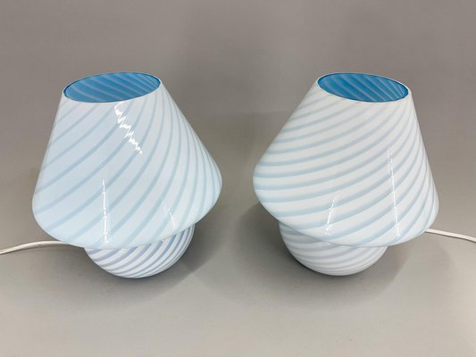 Murano Glass Swirl Table Lamps attributed to Paolo Venini, 1970s, Set of 2-TZ-1446607