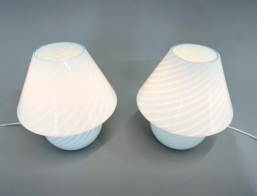 Murano Glass Swirl Table Lamps attributed to Paolo Venini, 1970s, Set of 2-TZ-1446607