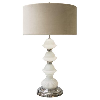 Murano Glass Table Lamp with Grey Velvet Shade, Italy, 1950s-UZ-1444351