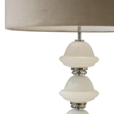 Murano Glass Table Lamp with Grey Velvet Shade, Italy, 1950s-UZ-1444351